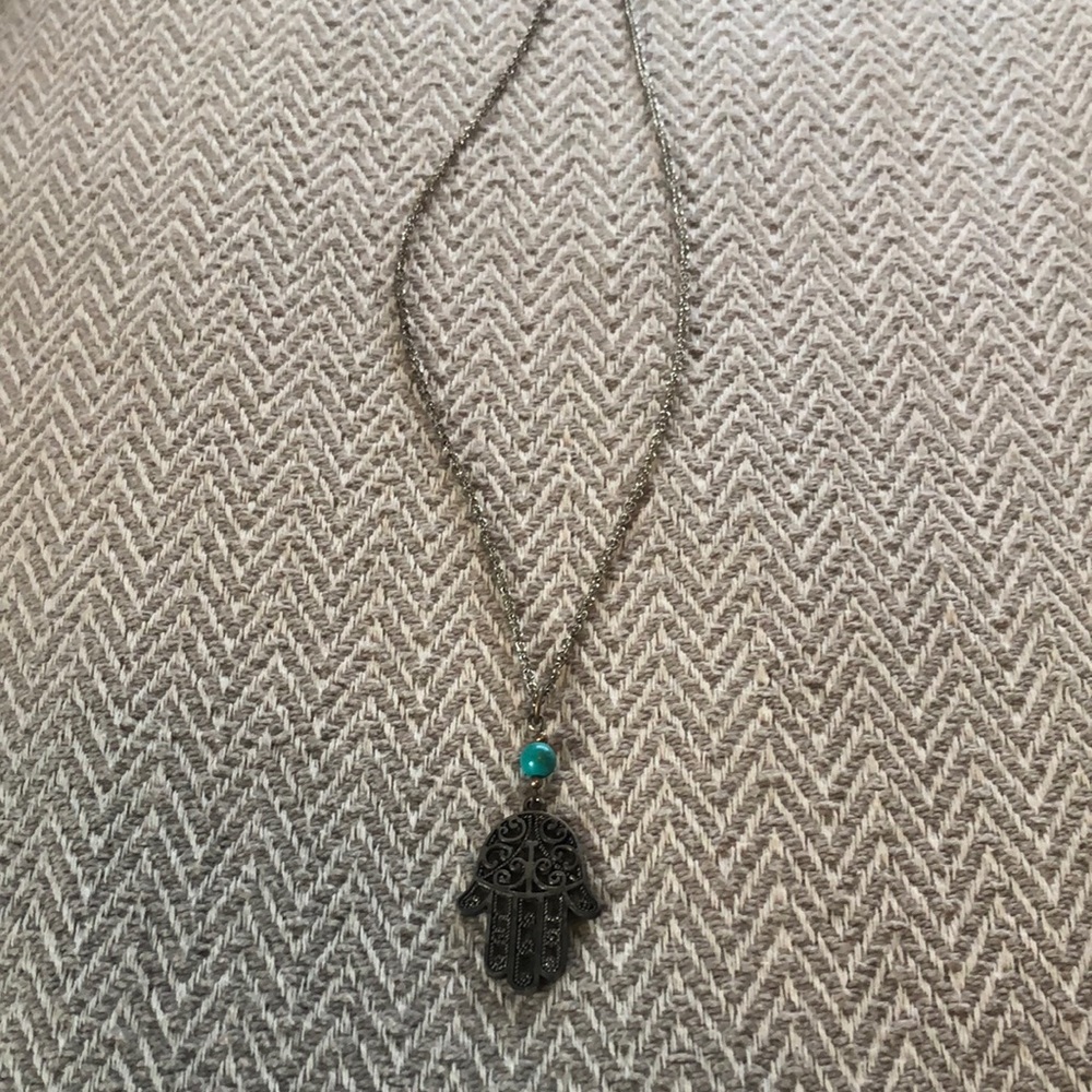 Hamza Hand Silver Necklace